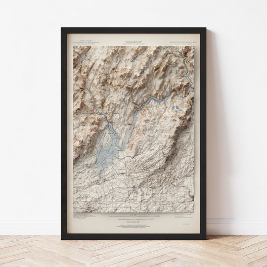 Great Sacandaga Lake, NY - Vintage Shaded Relief Map (1902)