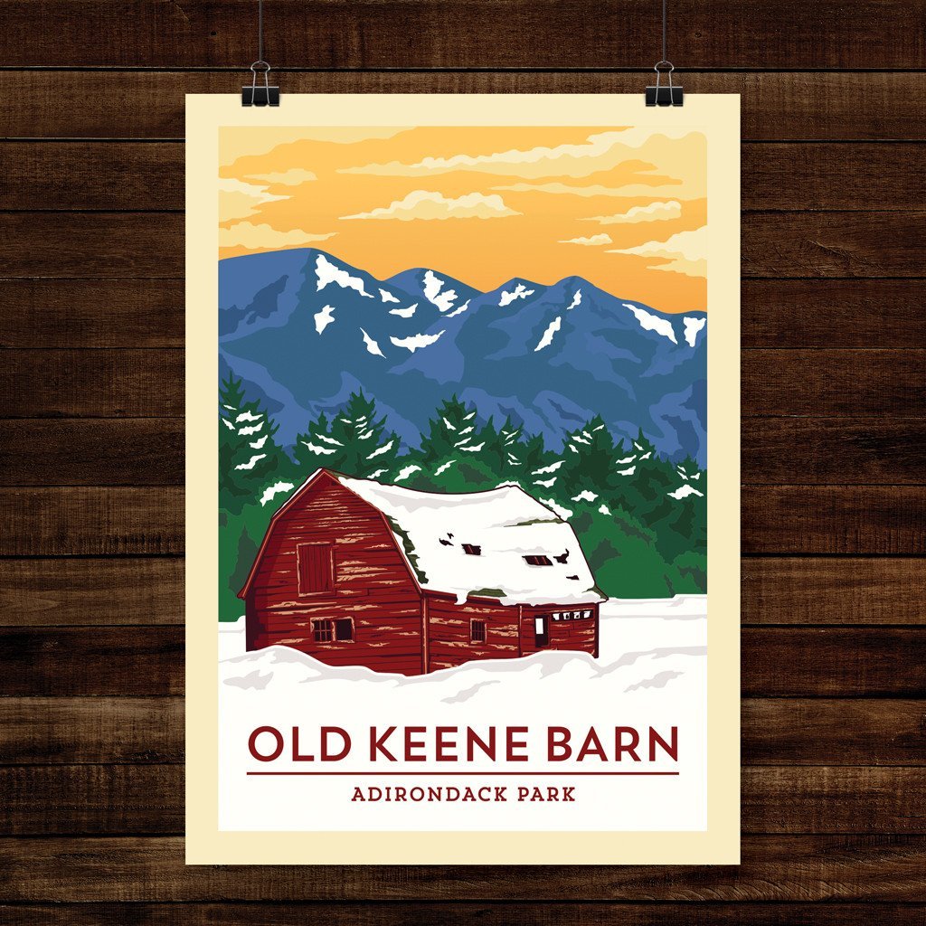 Vintage Print | Keene Barn - Pure Adirondacks