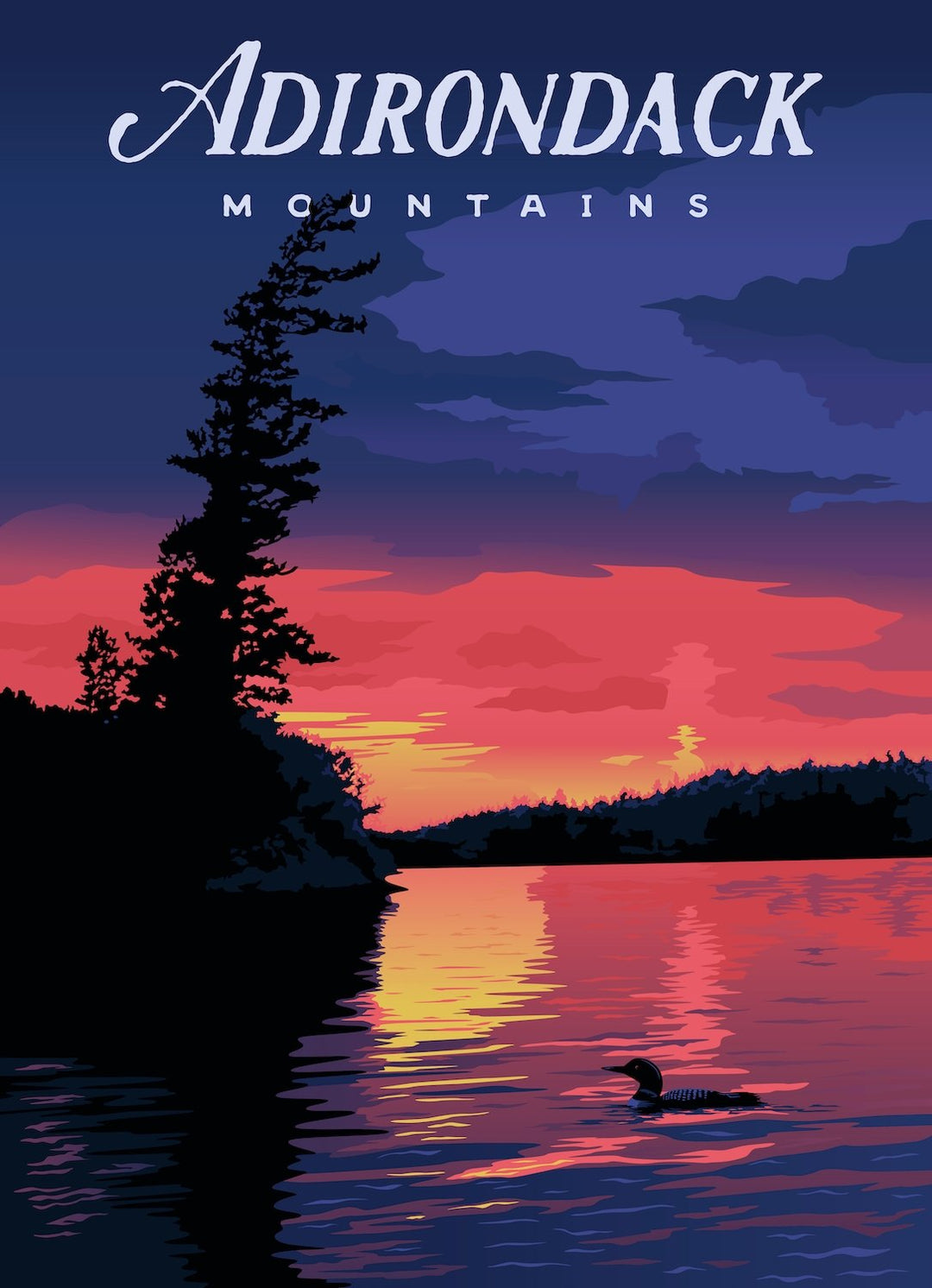 Poster | Common Loon at Sunset - Pure Adirondacks